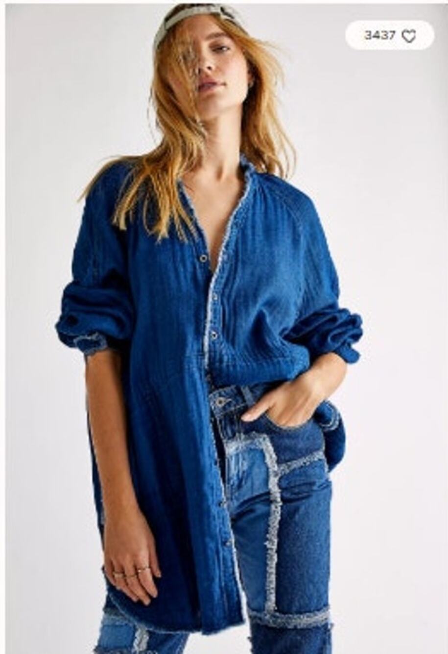NEW! We The Free 'Summer Daydream' Buttondown in INDIGO (XL)